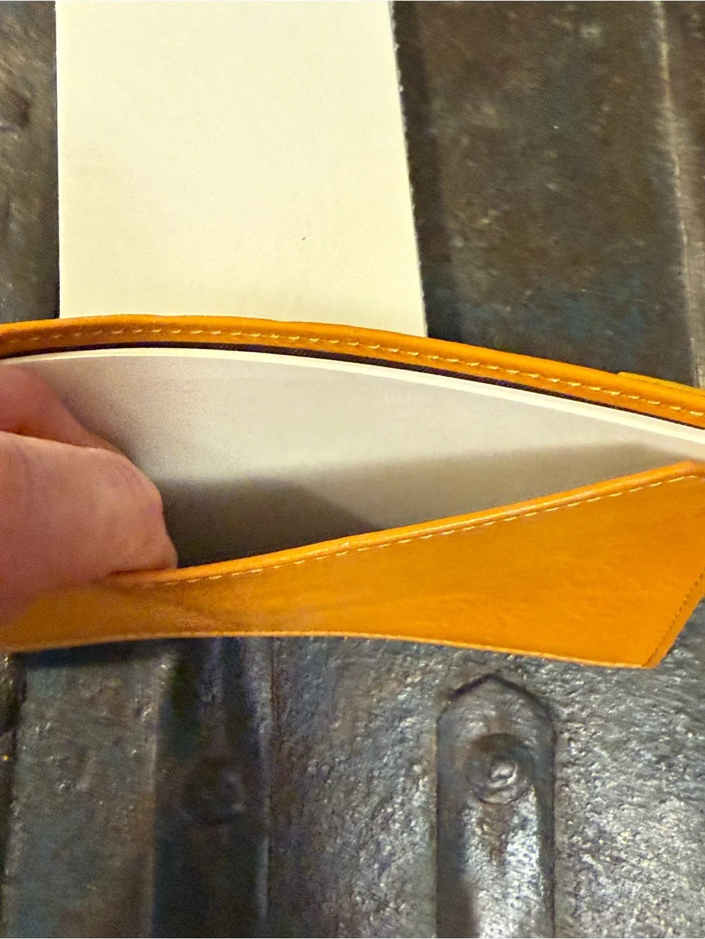 Yellow leather Dooney & Bourke note holder